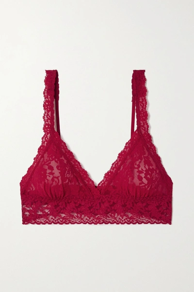 Shop Hanky Panky + Net Sustain Signature Stretch-lace Soft-cup Triangle Bralette In Red