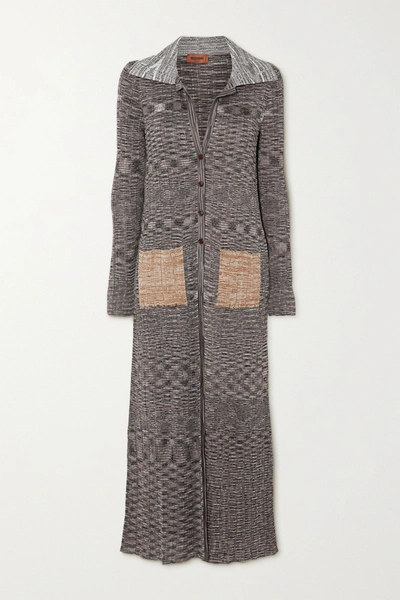 Shop Missoni Space-dyed Crochet-knit Cardigan In Gray