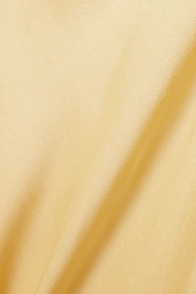 Shop Doen Nola Embroidered Silk-satin Maxi Dress In Pastel Yellow