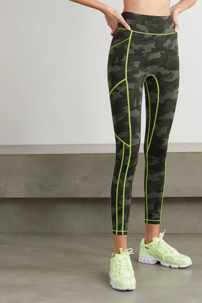 Shop All Access Record Breaker Camouflage-print Stretch Leggings In Green