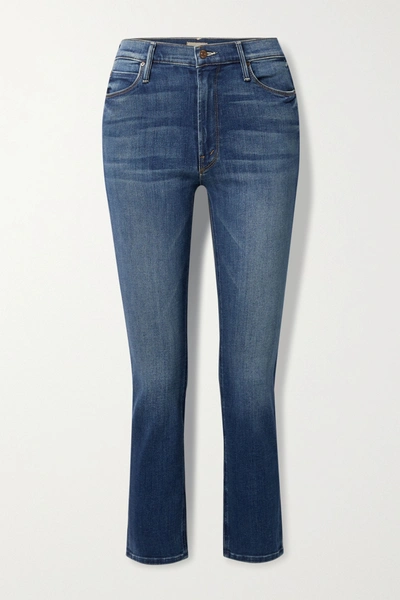 Shop Mother The Dazzler Mid-rise Straight-leg Jeans In Blue