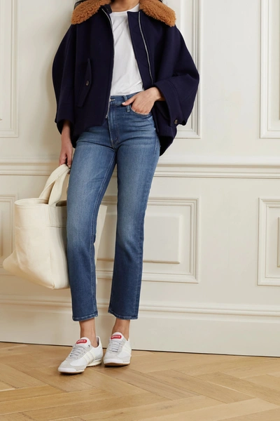 Shop Mother The Dazzler Mid-rise Straight-leg Jeans In Blue