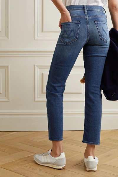 Shop Mother The Dazzler Mid-rise Straight-leg Jeans In Blue