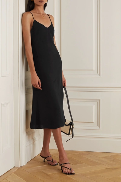Shop Reformation Chianti Open-back Tie-detailed Crepe Midi Dress In Black