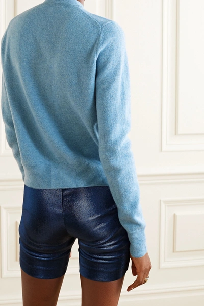 Shop Acne Studios Appliquéd Wool Cardigan In Light Blue