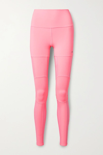 Shop Alo Yoga Impact Mesh-paneled Stretch Leggings In Pink