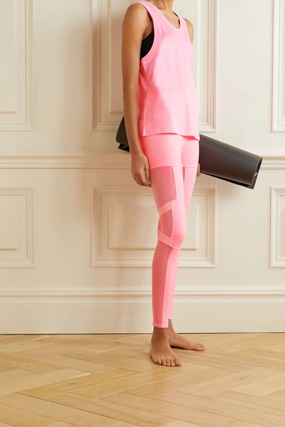 Shop Alo Yoga Impact Mesh-paneled Stretch Leggings In Pink
