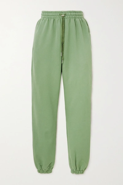 Shop The Frankie Shop Vanessa Cotton-jersey Track Pants In Leaf Green