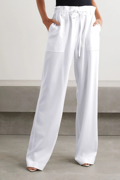 Shop Tom Ford Wool-twill Wide-leg Pants In White