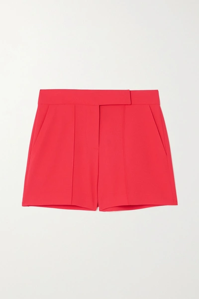 Shop Alice And Olivia Dylan Pintucked Crepe Shorts In Red