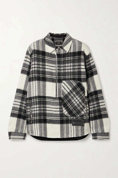 Shop We11 Done Oversized Appliquéd Checked Wool Jacket In Gray