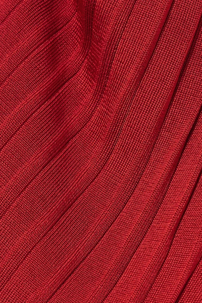 Shop Altuzarra Dean Pleated Stretch-knit Midi Skirt In Red