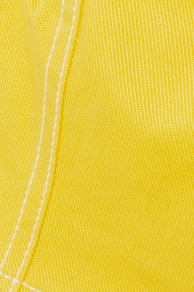 Shop Balmain Cropped Denim Top In Yellow
