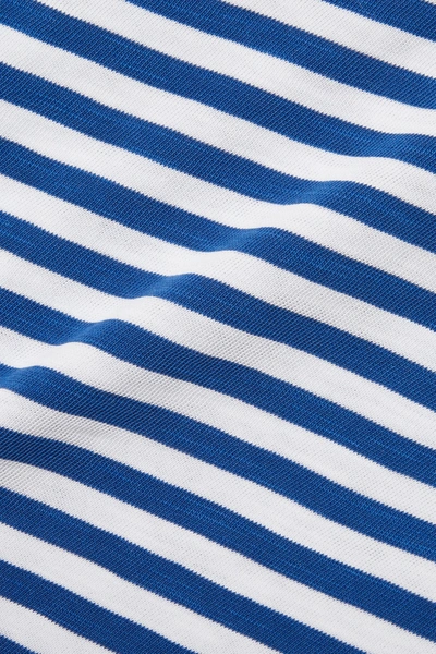 Shop Denimist Striped Cotton-piqué Top In White