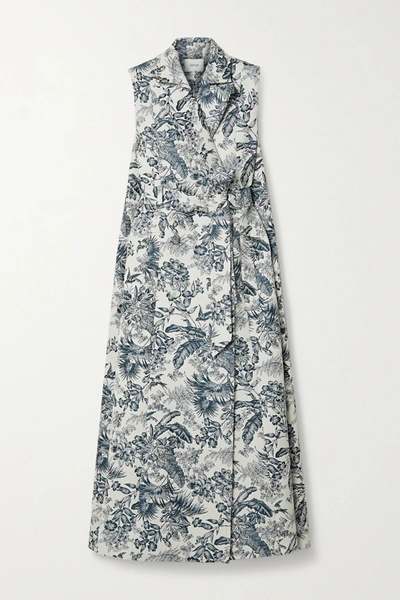 Shop Erdem Ezra Sleeveless Belted Floral-jacquard Coat In White