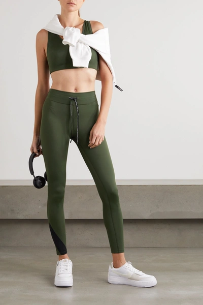 Shop Aarmy Chelsea Printed Stretch Sports Bra In Green