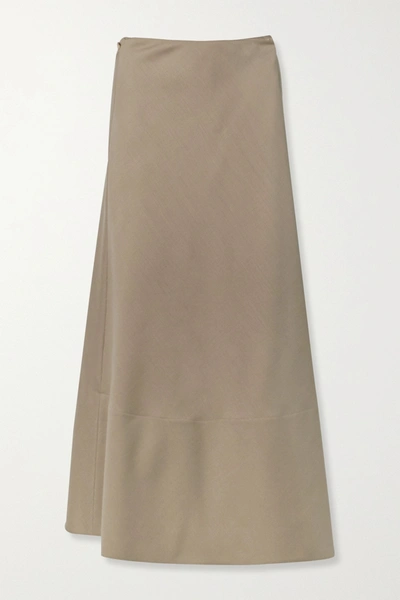 Shop The Row Ava Mohair And Wool-blend Wrap Maxi Skirt In Light Brown