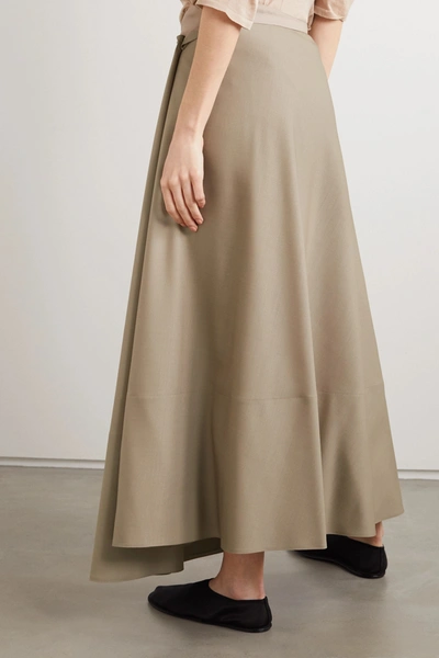 Shop The Row Ava Mohair And Wool-blend Wrap Maxi Skirt In Light Brown