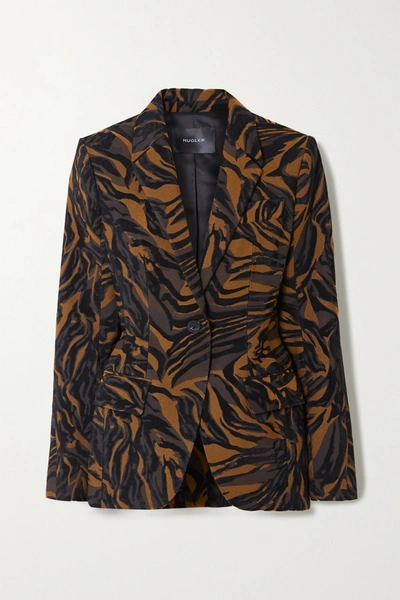 Shop Mugler Tiger-jacquard Blazer In Black