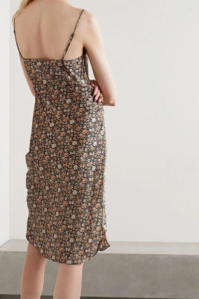 Shop Nili Lotan Floral-print Silk-satin Dress