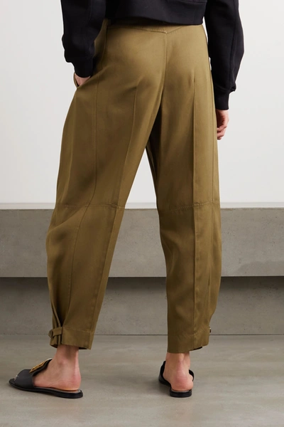 Shop Givenchy Woven Tapered Pants In Army Green