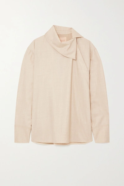 Shop Roksanda Sierra Wool-blend Twill Blouse In Beige