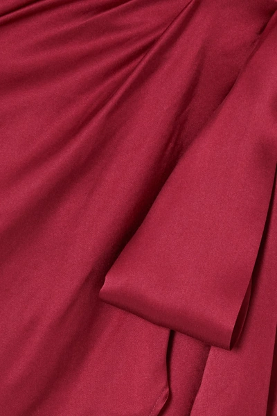 Shop Zimmermann Ruffled Silk-satin Wrap Mini Dress In Burgundy