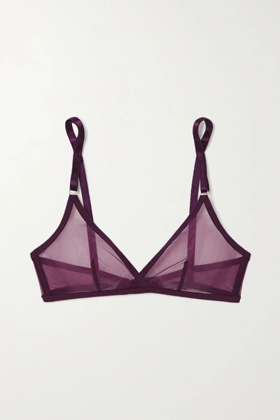 Yasmine Eslami Jeanne Stretch-tulle Soft-cup Triangle Bra In Purple