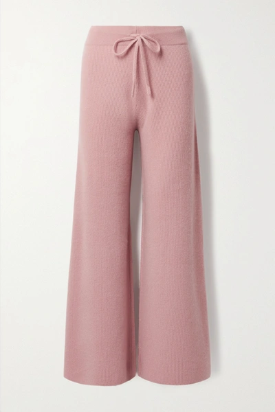 Shop Madeleine Thompson Temple Of Doom Ribbed Cashmere Track Pants In Antique Rose