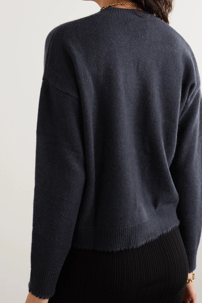 Shop Allude Cashmere Cardigan In Navy
