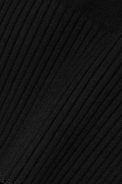 Shop Altuzarra Ada Cropped Ribbed Stretch-knit Top In Black