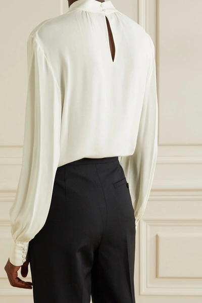 Shop Theory Cutout Silk Crepe De Chine Blouse In Ivory