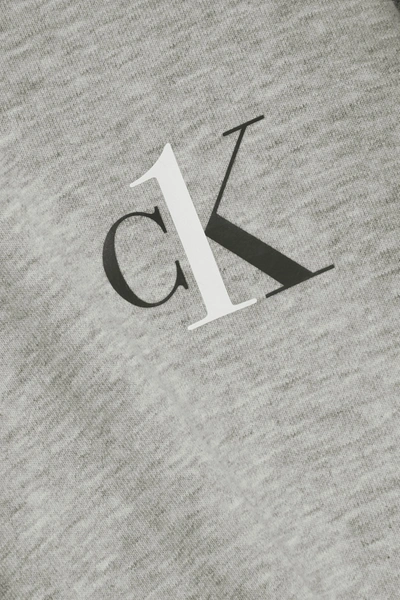 Shop Calvin Klein Underwear Printed Mélange Cotton-blend Jersey Hoodie In Gray