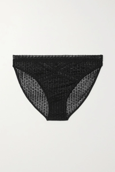Shop Else Harper Stretch-lace Briefs In Black
