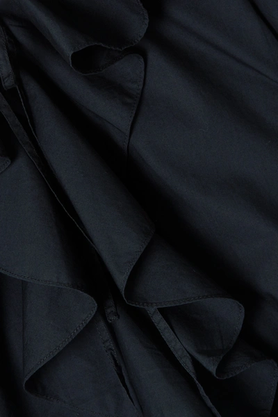 Shop Ulla Johnson Kalila Tie-detailed Ruffled Cotton-poplin Blouse In Black