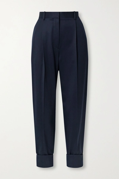 Shop The Row Marta Wool-twill Tapered Pants In Midnight Blue