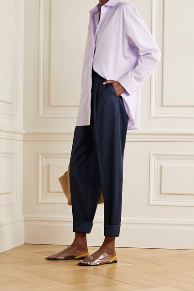 Shop The Row Marta Wool-twill Tapered Pants In Midnight Blue