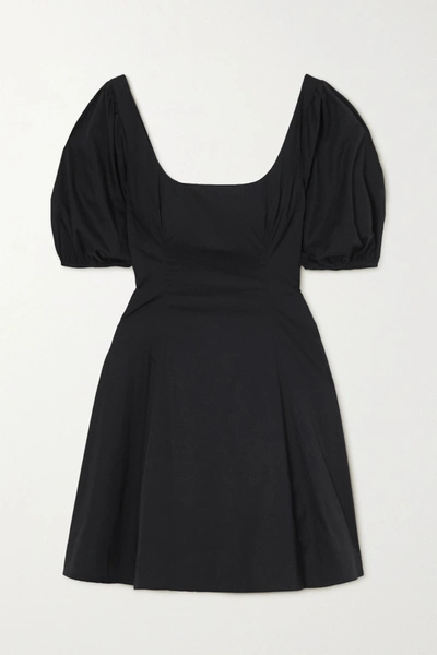 Shop Staud Laelia Stretch-cotton Poplin Mini Dress In Black