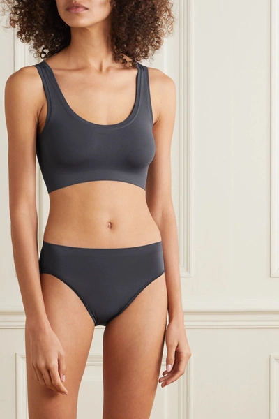 Shop Hanro Touch Feeling Stretch-jersey Soft-cup Bra In Dark Gray