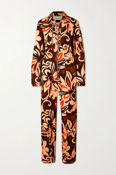 Shop Dries Van Noten Floral-print Cotton-corduroy Jumpsuit In Black