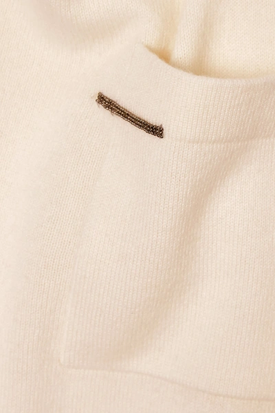 Shop Brunello Cucinelli Bead-embellished Cashmere Sweater In Ivory