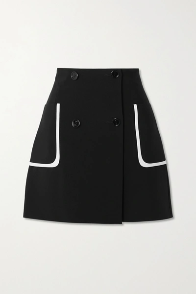 Shop Fendi Crepe Mini Skirt In Navy