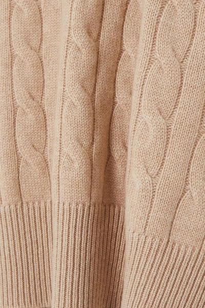 Shop Brunello Cucinelli Bead-embellished Cable-knit Cashmere Sweater In Beige