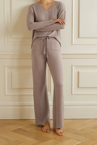 Shop Skin Fabianna Modal-blend Jersey Pajama Pants In Tan