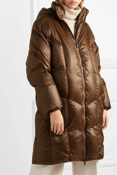 Shop Vince Quilted Shell Down Hooded Coat In Brown