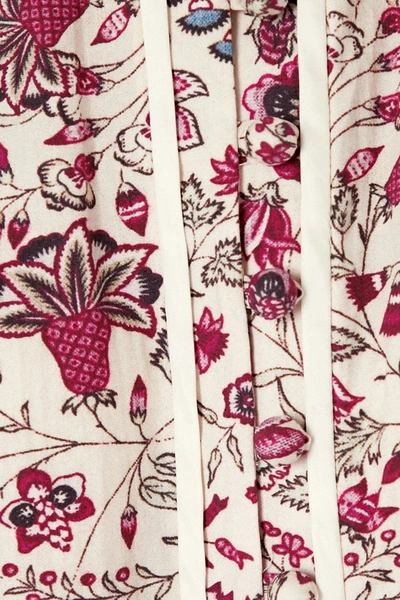 Shop Isabel Marant Cleosi Silk-trimmed Floral-print Cotton-poplin Blouse In Ecru