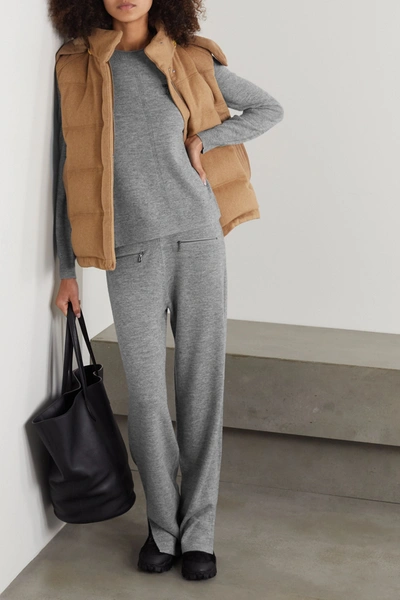 Shop Bogner Gill Zip-detailed Mélange Wool Sweater In Gray