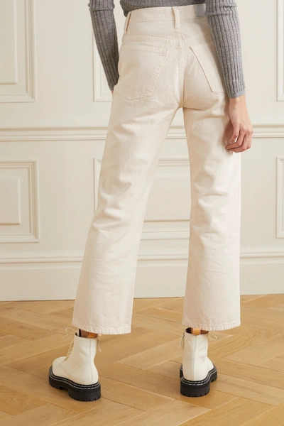Shop Re/done 70s Crop Boot High-rise Straight-leg Jeans In White