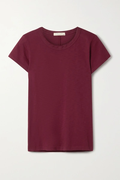 Shop Rag & Bone The Tee Organic Pima Cotton-jersey T-shirt In Burgundy