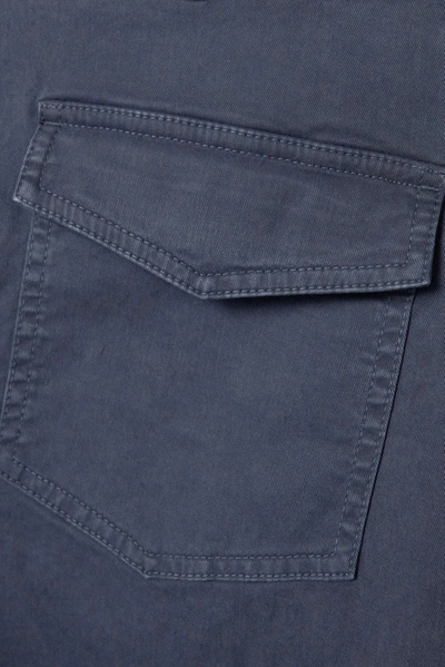 Shop Nili Lotan Jenna Cropped Frayed Cotton-blend Twill Slim-leg Pants In Navy